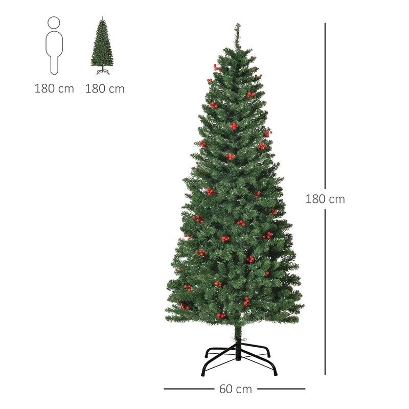 6 Foot Prelit Artificial Pencil Christmas Tree with Warm White LED Light