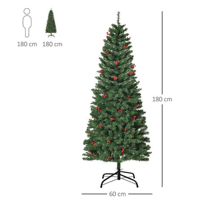6 Foot Prelit Artificial Pencil Christmas Tree with Warm White LED Light