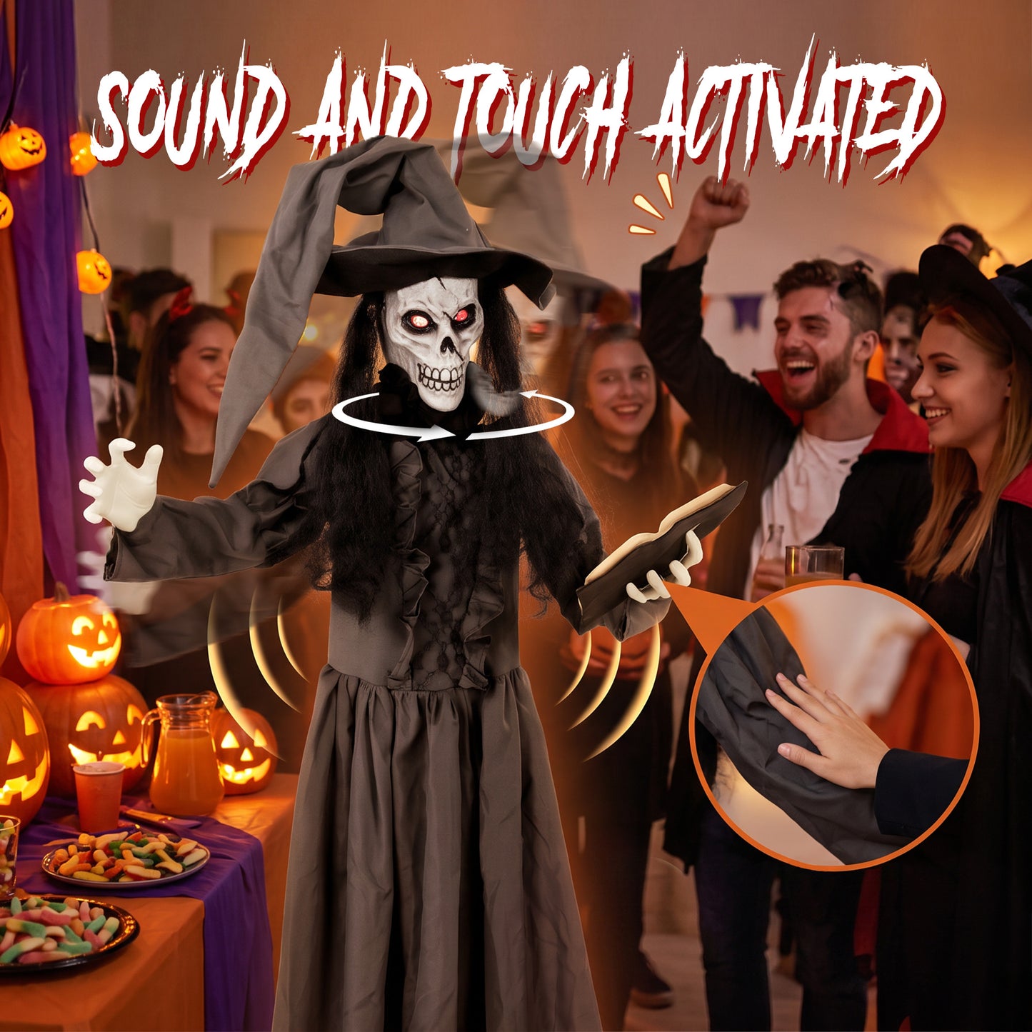 Animated Witch Halloween Decoration - 180cm
