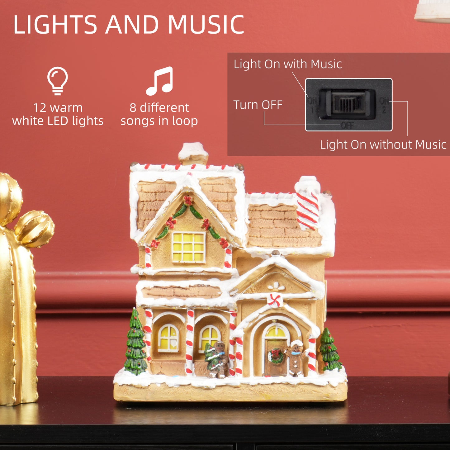 Gingerbread House Miniature Christmas Scene - 22.5cm