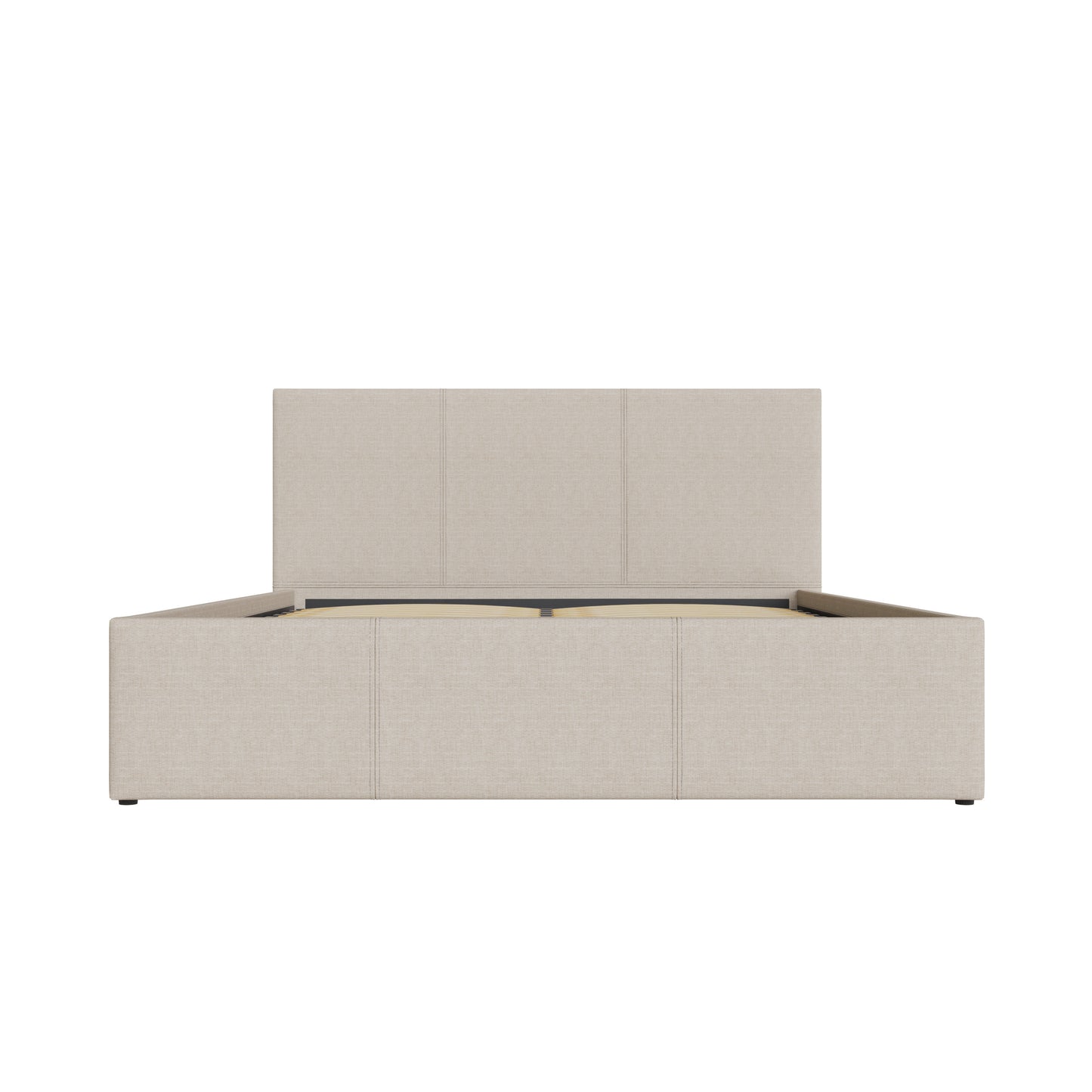 Side Lift King Size Ottoman Bed Metal & Wood Natural 5 x 7ft