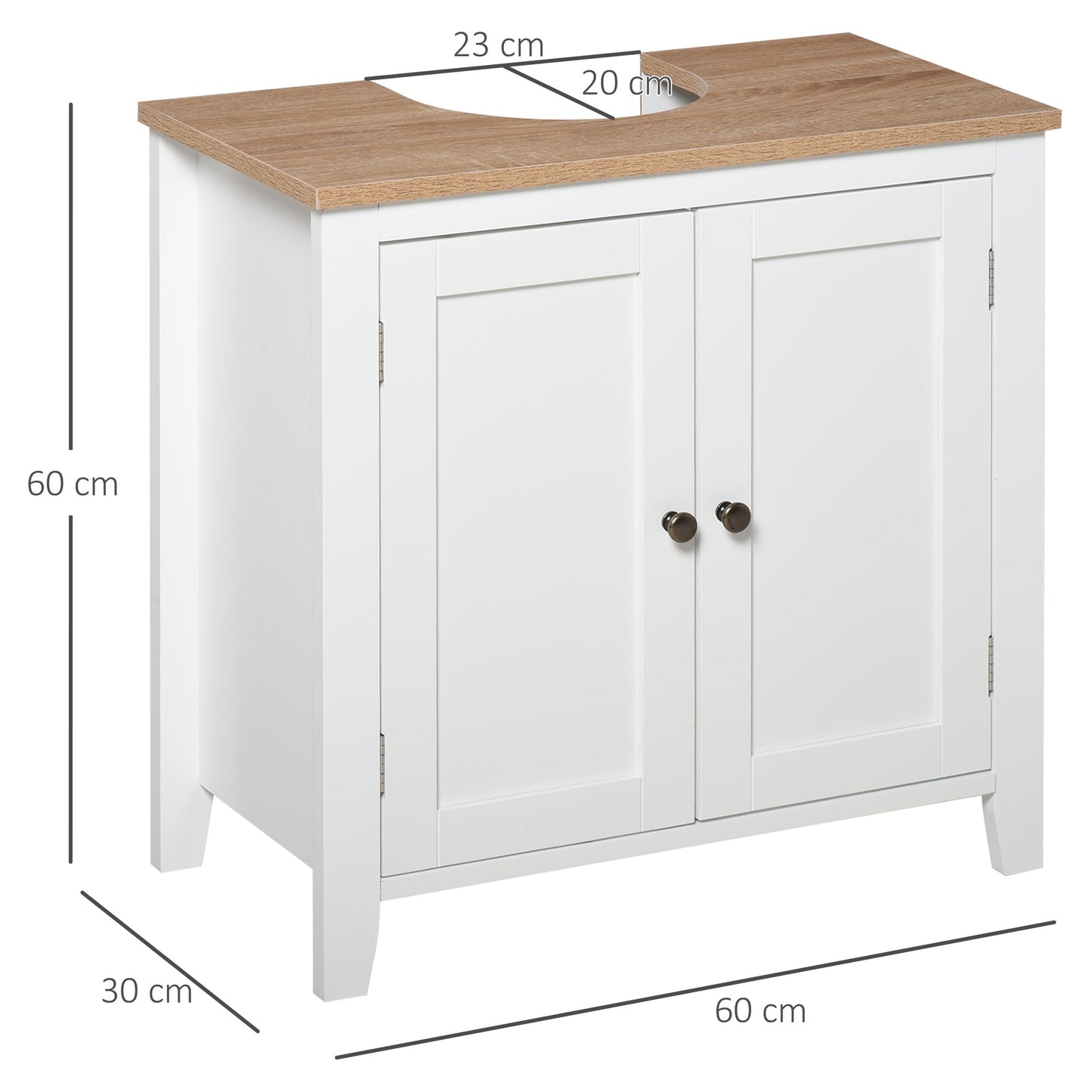 kleankin Bathroom Pedestal Under Sink Cabinet Storage Standing Unit w/ 2 Door Space Saver