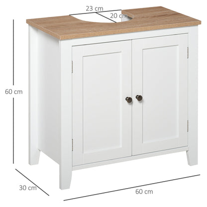 kleankin Bathroom Pedestal Under Sink Cabinet Storage Standing Unit w/ 2 Door Space Saver