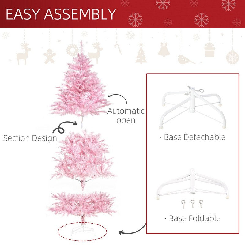 Homcom 6 Foot Artificial Christmas Tree Holiday Xmas Holiday Tree Decoration with Automatic Open for Home Party