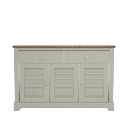 Salcombe Large Sideboard Light Grey 3 Doors 4 Shelves 2 Drawers