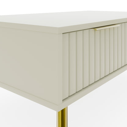 Nervata Coffee Table White & Gold 2 Drawers