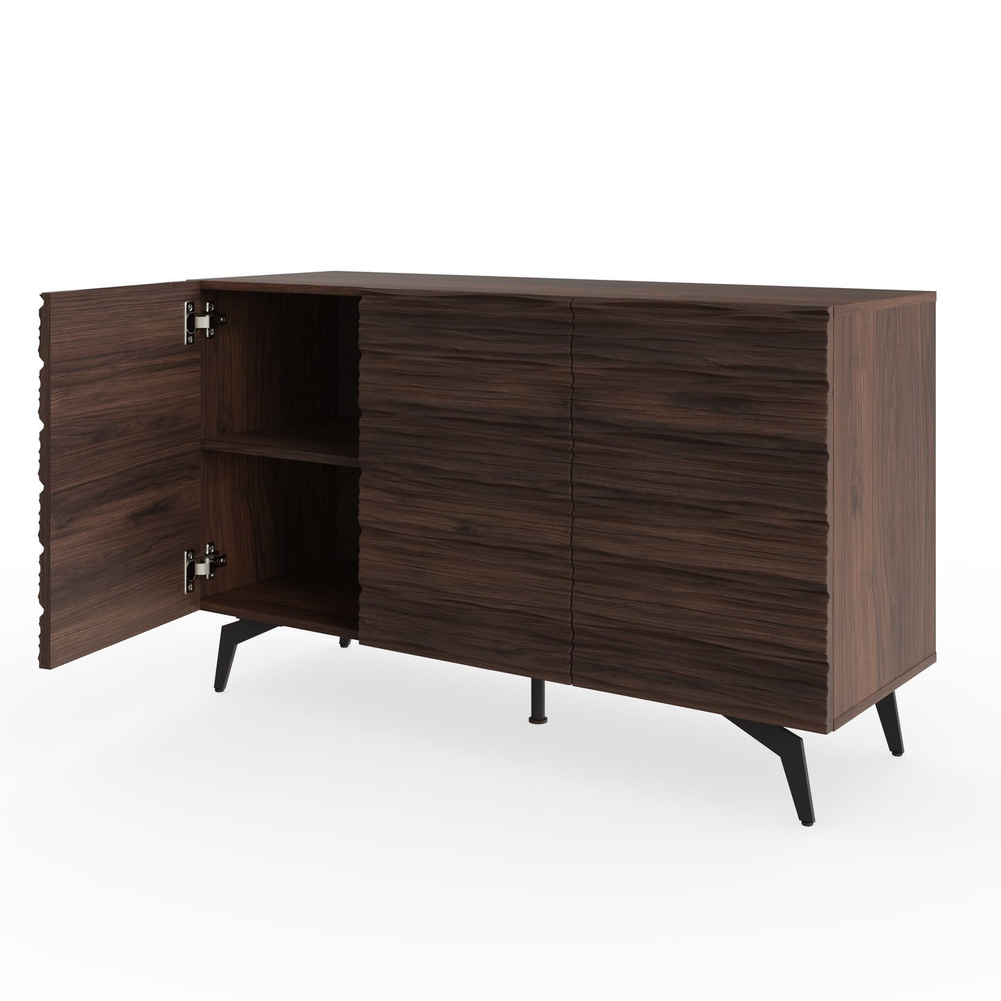 Bantham Large Sideboard Dark Walnut 3 Doors 2 Shelves
