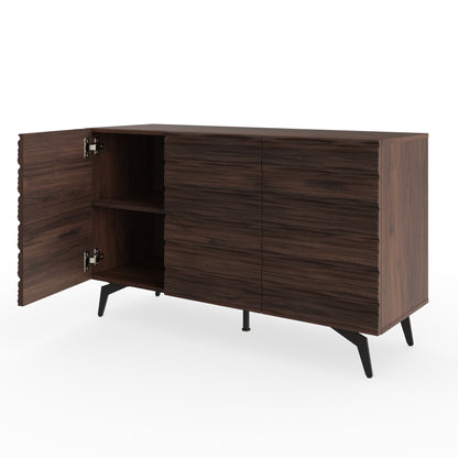 Bantham Large Sideboard Dark Walnut 3 Doors 2 Shelves