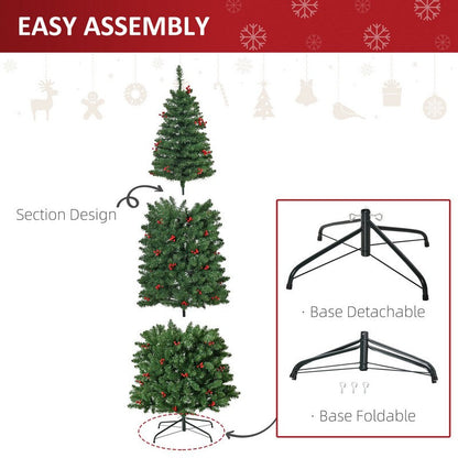 7 Foot Prelit Artificial Pencil Christmas Tree with Warm White LED Light