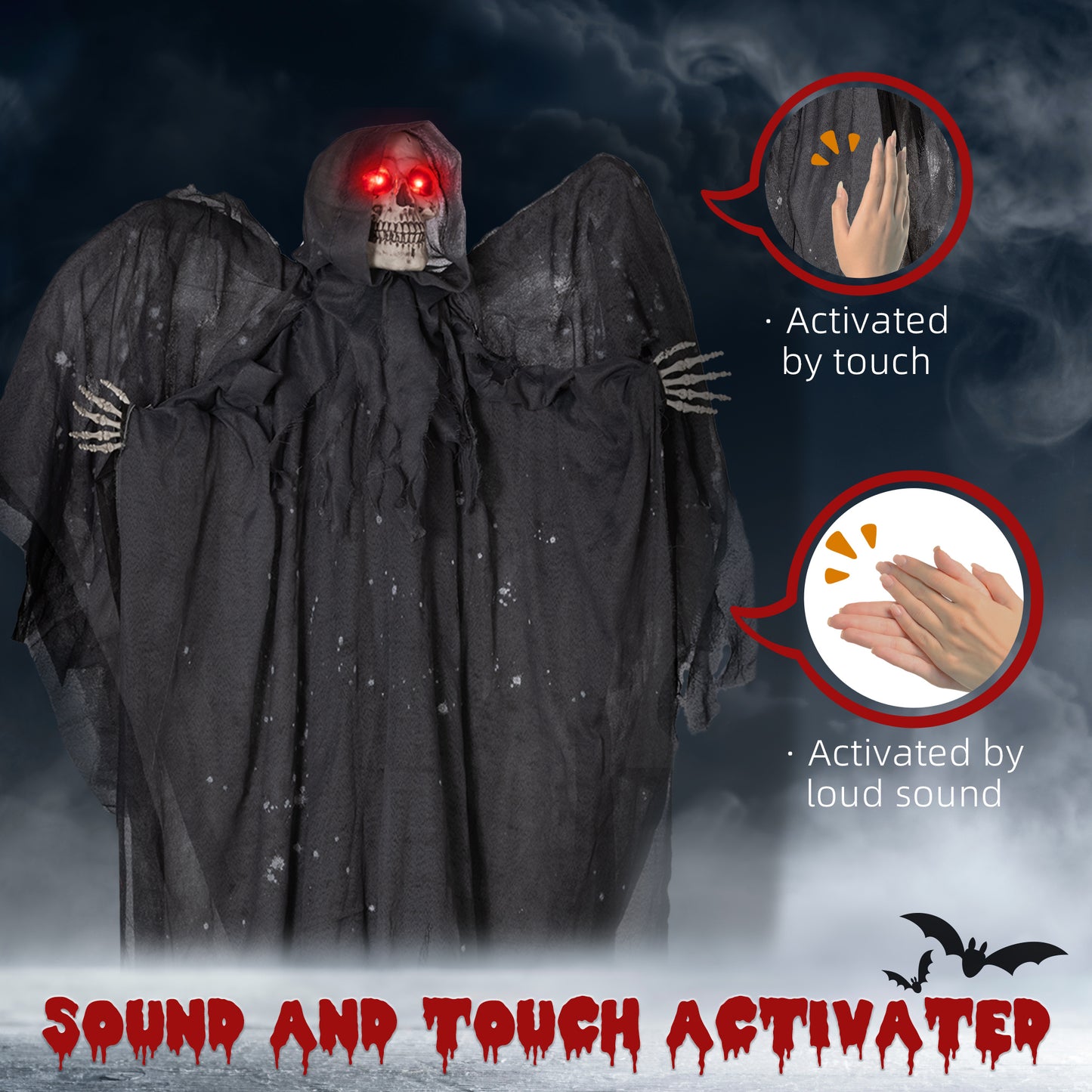 Animated Grim Reaper Halloween Decoration - 195cm