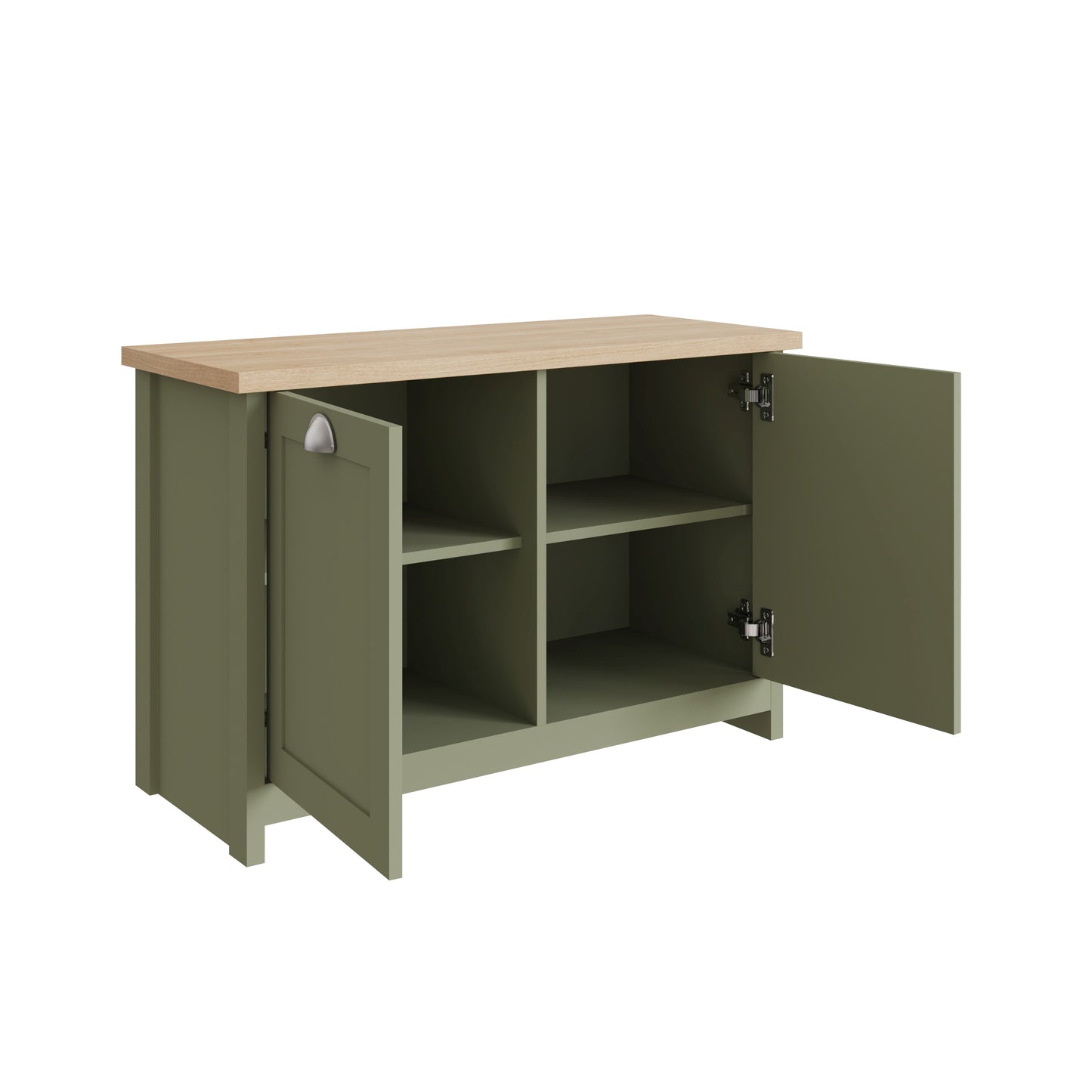 Lancaster Shoe Storage Green & Oak 2 Doors 4 Shelves