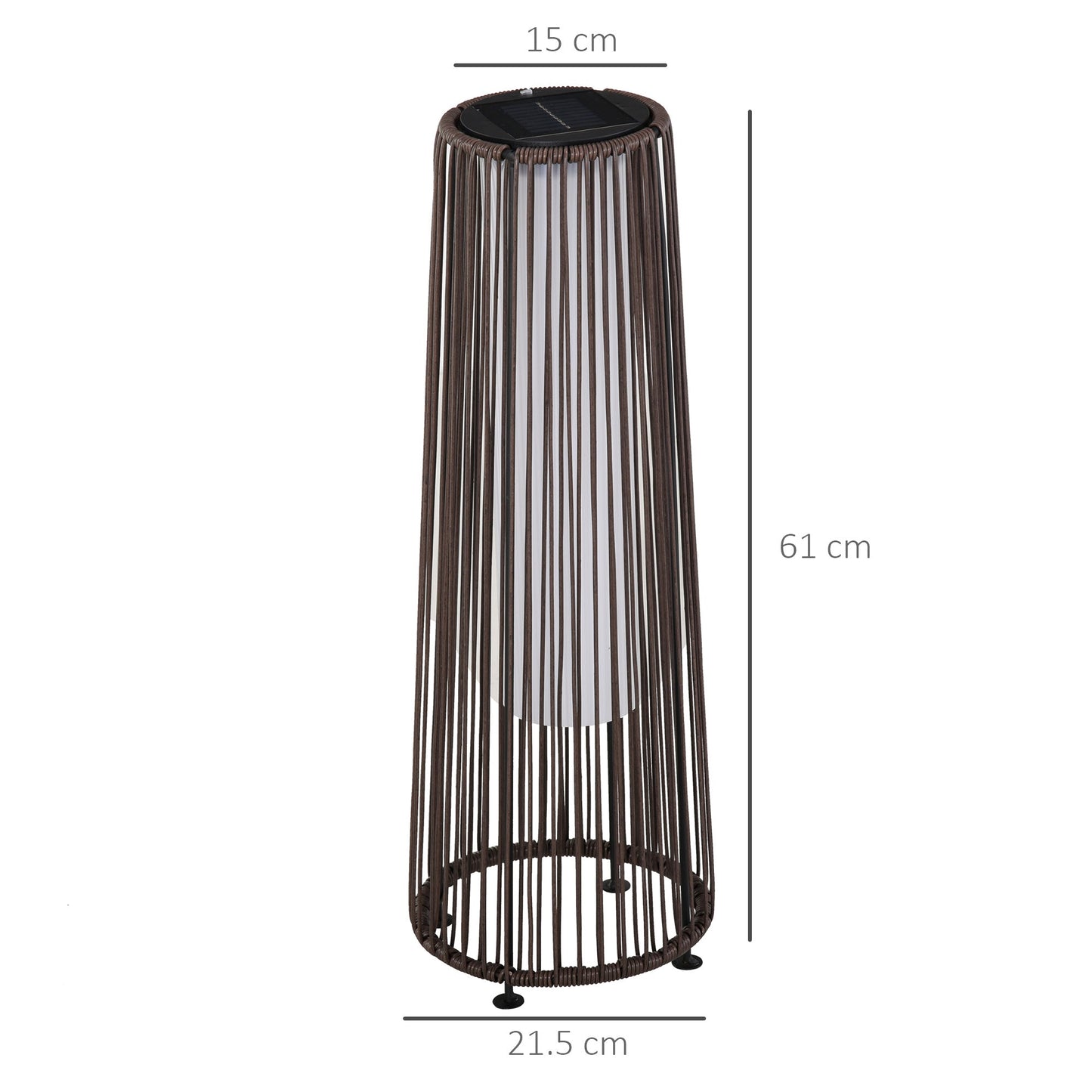 Outsunny Patio Garden Solar Powered Lights Woven Resin Wicker Lantern Auto On/Off