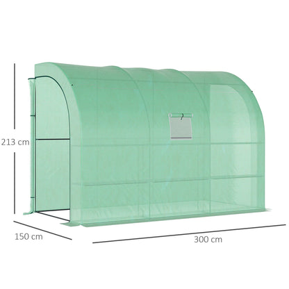 Walk-In Lean to Greenhouse with Windows and Zippered Doors