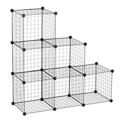 DIY 6 Cube Metal Wire Rack Interlocking Storage Cabinet Living Room Organiser Display Shelves Black