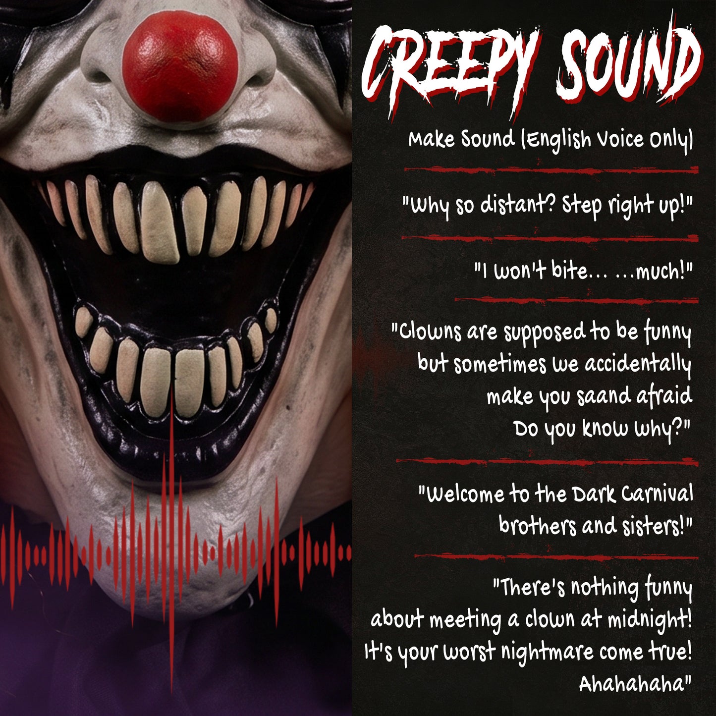 Animated Scary Clown Halloween Decoration - 85cm