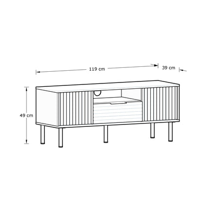 Nervata TV Unit White & Gold 1 Shelf 1 Drawer 2 Doors