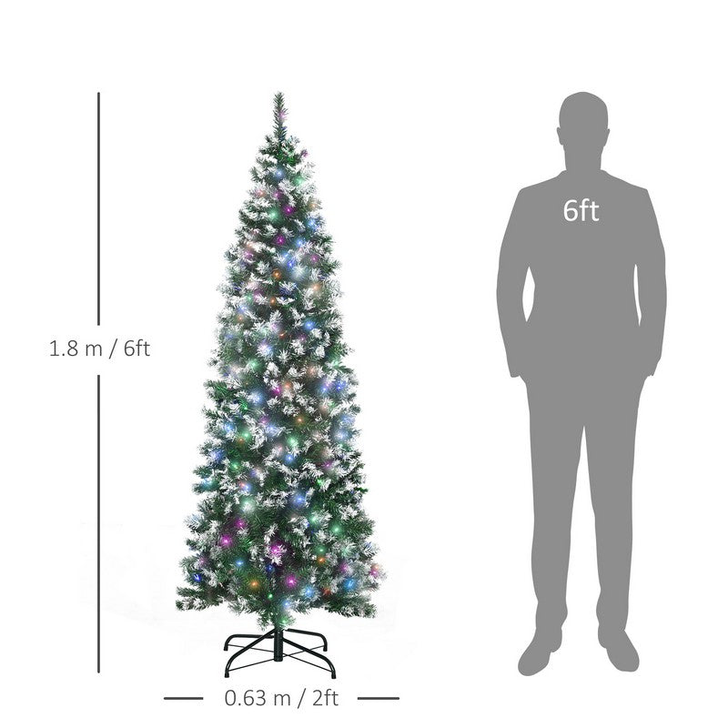 6 Foot Tall Prelit Pencil Slim Artificial Christmas Tree with Realistic Branches