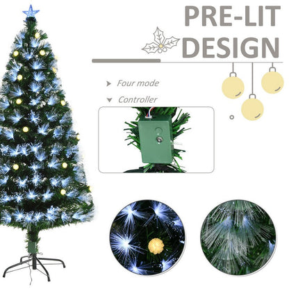 Homcom 6 Foot White Light Artificial Christmas Tree with 230 LEDs Star Topper Tri-Base Full Bodied Seasonal Decoration