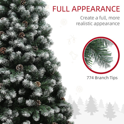 6ft Pinecone Christmas Tree Artificial - White Frosted Green  774 Tips