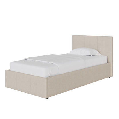 End Lift Small Double Ottoman Bed Metal & Wood Natural 3 x 7ft