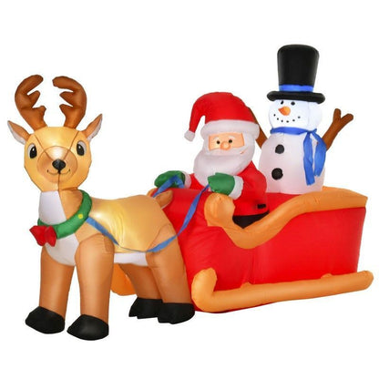 4 Foot Christmas Inflatable Santa Claus on Sleigh Deer