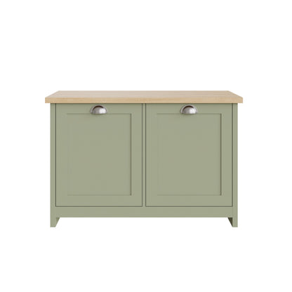 Lancaster Shoe Storage Green & Oak 2 Doors 4 Shelves