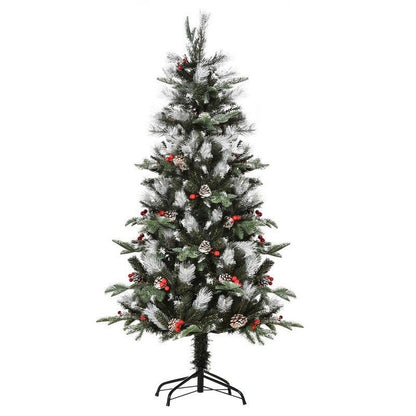 5 Foot Berries & Cones Christmas Tree Artificial - White Frosted Green 440 Tips