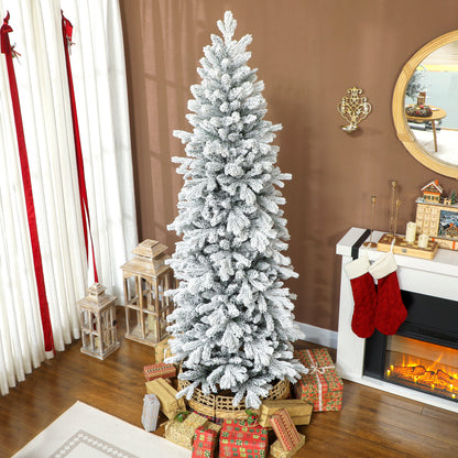 7ft Christmas Tree Artificial - White Frosted Green Slim  972 Tips
