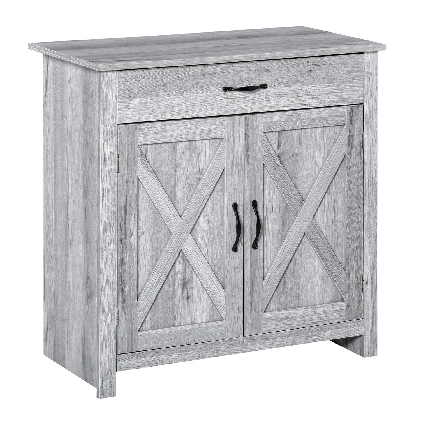 Farmhouse Barn Door Sideboard Storage Cabinet Coffee Bar for LIVING Room  Grey Grain Primary Image