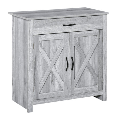 Farmhouse Barn Door Sideboard Storage Cabinet Coffee Bar for LIVING Room  Grey Grain Primary Image