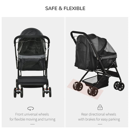 dog stroller reversible handle PawHut Pet Stroller Pushchair Foldable Travel Dog Cat Carriage w/ Reve – Cherry Lane