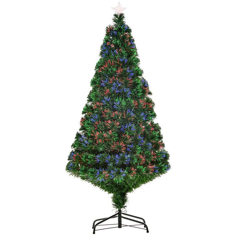 5 Foot Pre-Lit Fibre Optic Artificial Christmas Tree Holiday Xmas Décor with Tree Topper Multi-Colour