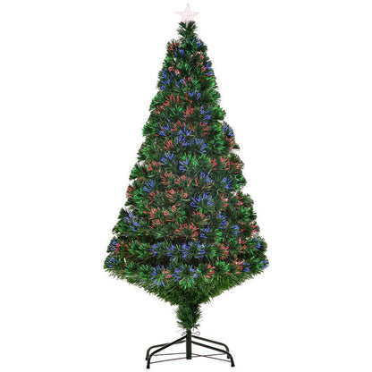 5 Foot Pre-Lit Fibre Optic Artificial Christmas Tree Holiday Xmas Décor with Tree Topper Multi-Colour