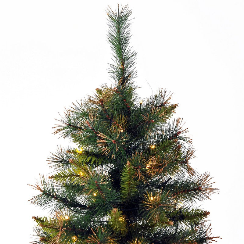 5 Foot Pre-Lit Christmas Tree Artificial Spruce Xmas Tree Warm White LED Holiday Décor with Metal Stand Green