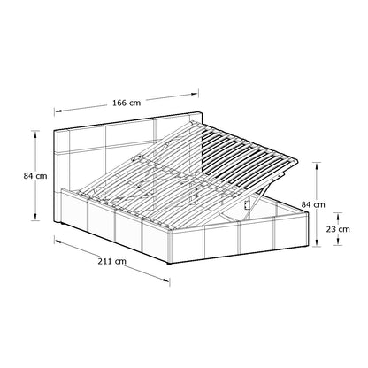 Side Lift King Size Ottoman Bed Metal & Wood Natural 5 x 7ft