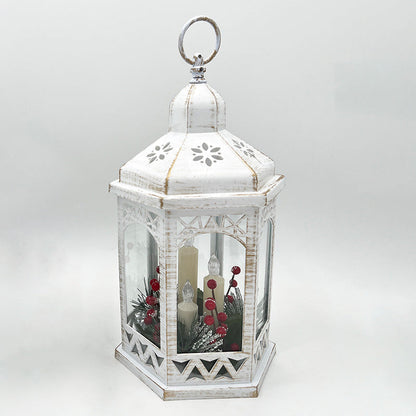 White 3 Candles LED Lantern 18x16x33