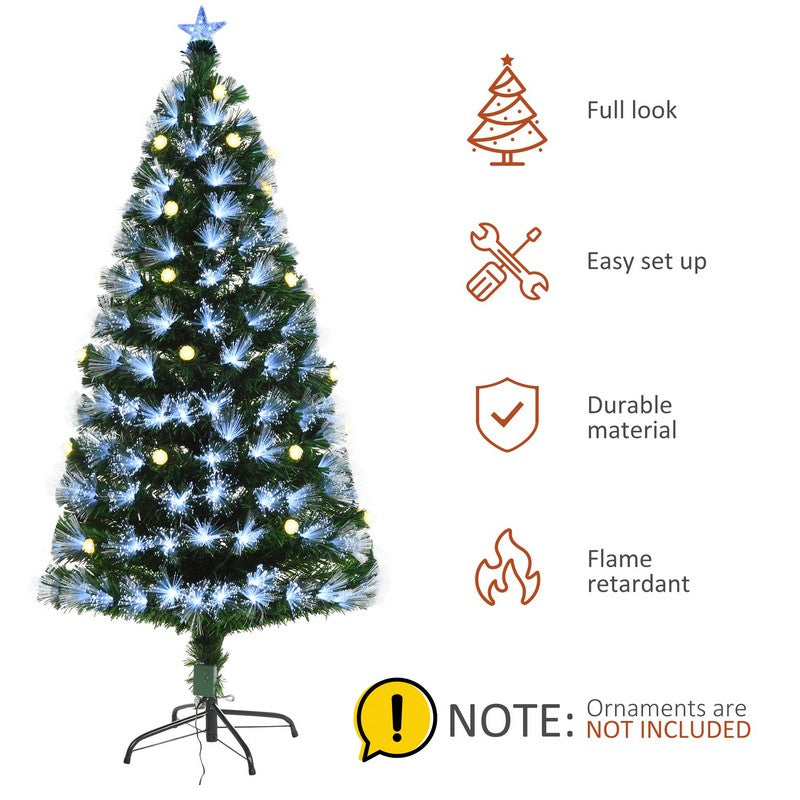 Homcom 6 Foot White Light Artificial Christmas Tree with 230 LEDs Star Topper Tri-Base Full Bodied Seasonal Decoration