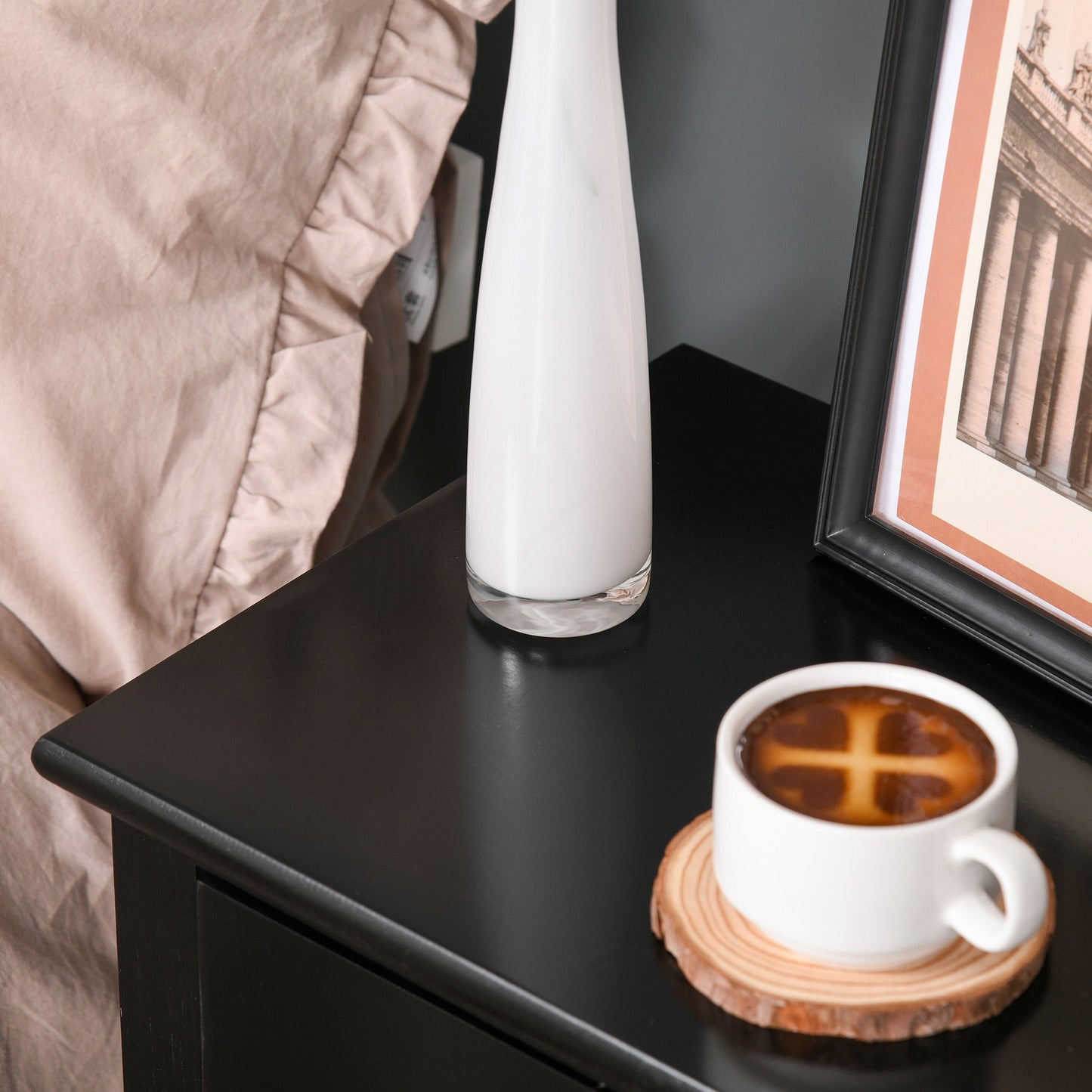 End Table?Sofa Side Table with Drawer X Bar Bottom Storage Shelf