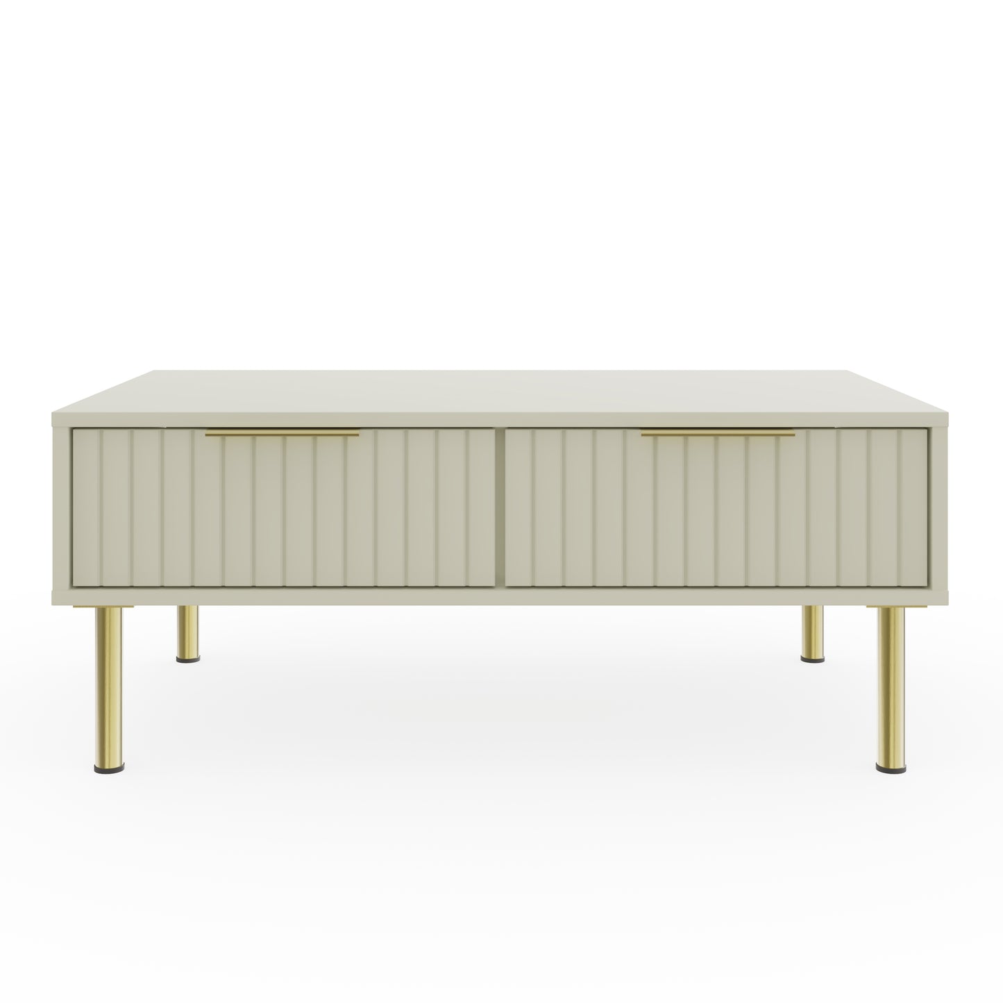 Nervata Coffee Table White & Gold 2 Drawers