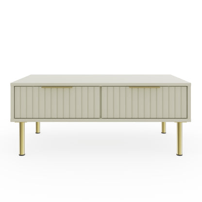 Nervata Coffee Table White & Gold 2 Drawers