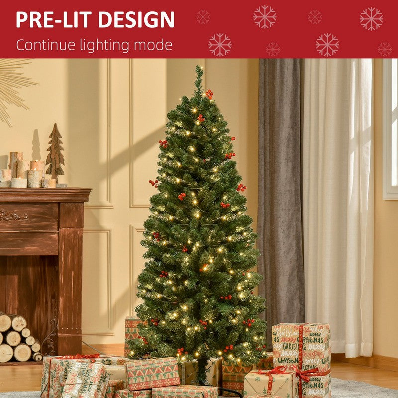 5 Foot Prelit Artificial Pencil Christmas Tree with Warm White LED Light