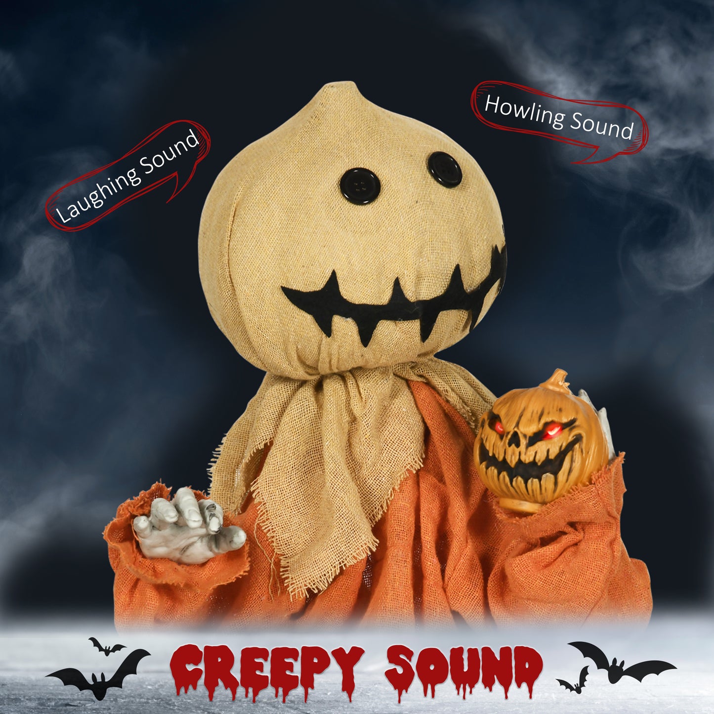 Animated Scarecrow Halloween Decoration - 77cm