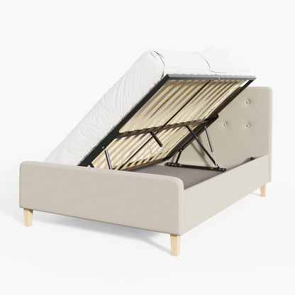 Ashbourne Double Ottoman Bed Wood & Fabric Natural 5 x 7ft