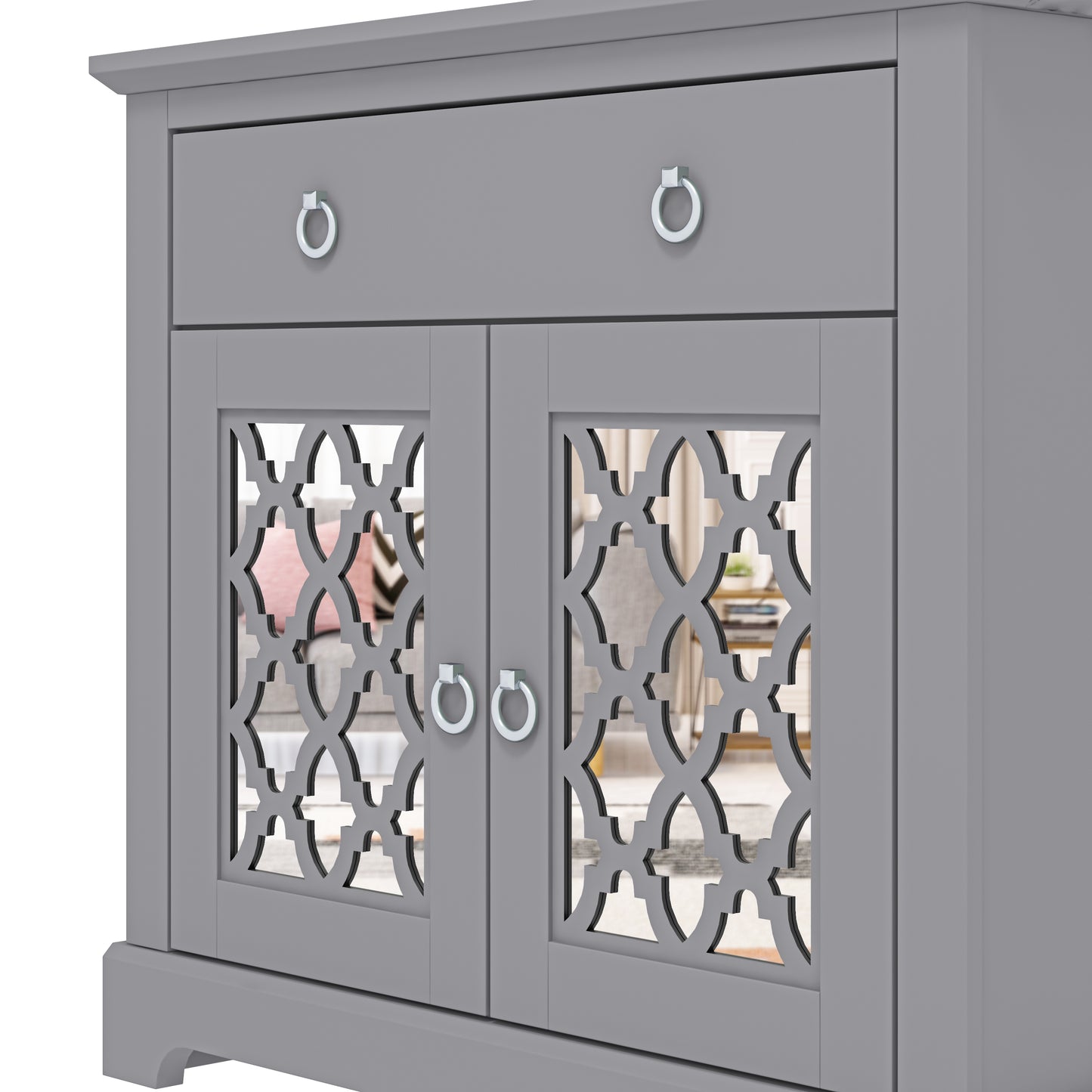 Honition Sideboard Grey 2 Doors 2 Shelves 1 Drawer
