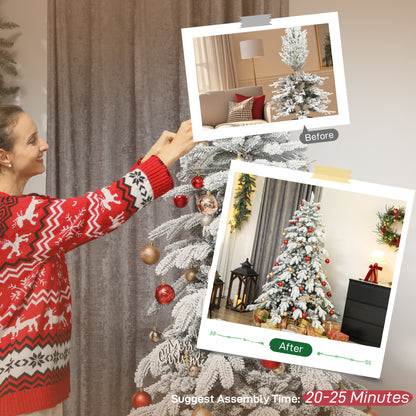 6ft Christmas Tree Artificial - White Frosted Green  1338 Tips
