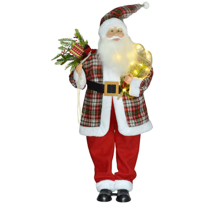 Santa Christmas Decoration with Tartan Pattern - 120cm