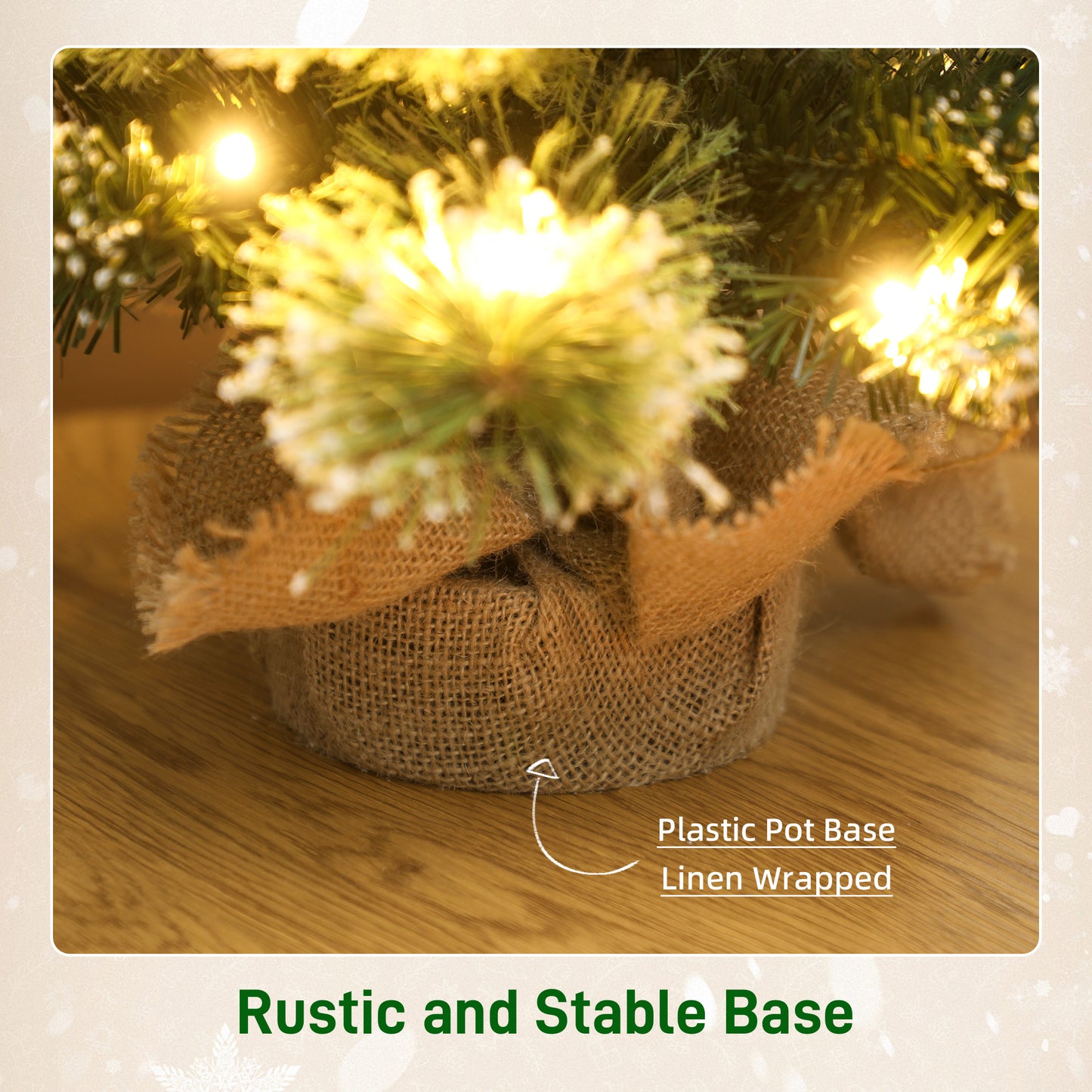 2ft Prelit Christmas Tree Artificial - White Frosted Green Ornament Warm White 64 Tips