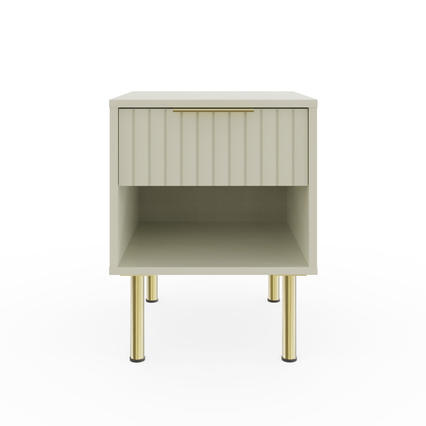 Nervata Side Table White & Gold 1 Shelf 1 Drawer