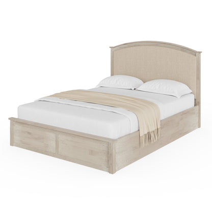 Madrid Double Ottoman Bed Wood & Fabric Light Oak 5 x 7ft