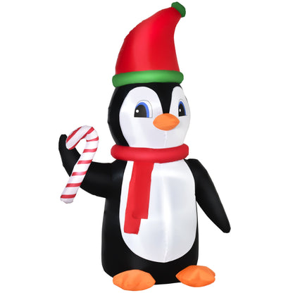 Homcom 2.5m Inflatable Christmas Penguin Holding Candy Cane Built-in LED for Party Primary Image